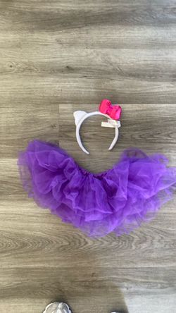 Kids Purple Tutu Skirt with Cat Ear Headband