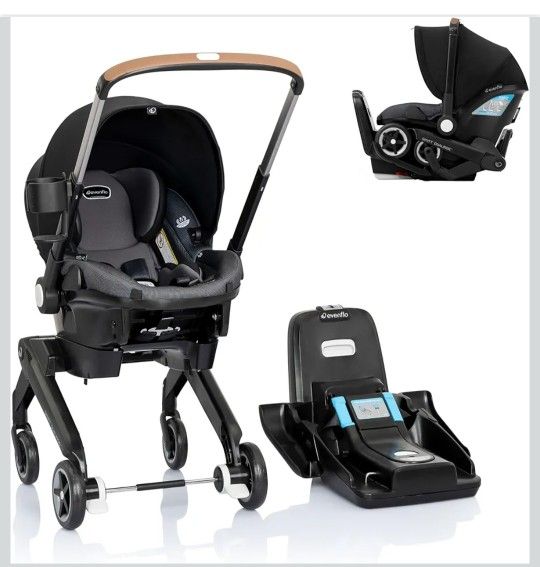 Evenflo Shyft DualRide Infant Car Seat Stroller Combo with Carryall Storage (Boone Gray)