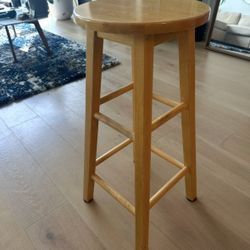 Wooden Bar Stool + Removable White Cushion