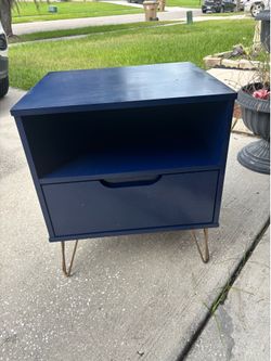 Blue bedside table drawer