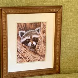Framed Raccoon Print 
