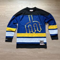 Size Medium - Mitchell And Ness Authentic Supreme Vintage MLB Baseball Mariners Hockey Jersey Mesh - Nike Sports Champion