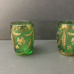 VTG 2 EAPG US Glass Tumblers Delaware State Pattern 