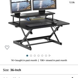 36-Inch Height Adjustable Standing Desk Sit to Stand Riser Converter Workstation, Black