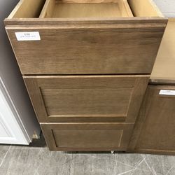 Brown Base Cabinet with Drawers 18"W x 34.5"H x 24"D