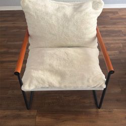 Comfy mid century metal frame accent chair