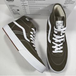 Vans Crockett High Dark Olive Green White High Top Sneakers Men Size 13