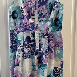 Like New Eliza J Floral Sleeveless Dress with Matching Belt - Size 12