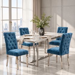Blue Velvet Dining Chair (2PCS)
