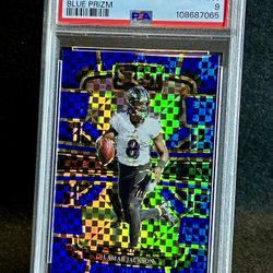 2023 Select 💥 Lamar Jackson 💥 Blue Prizm 184/199 PSA 9 Mint 💎 - Baltimore Ravens