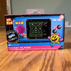 Ms. Pac-Man Pocket Player - Collectible Handheld Game Console with 3 Games