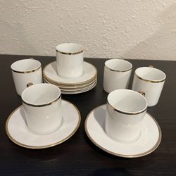 Espresso cup saucer 6 set porcelain