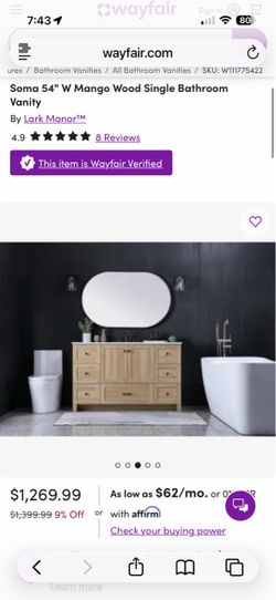 Soma 54" W Mango Wood Single Bathroom Vanity