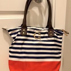 Tote shoulder bag with stripe