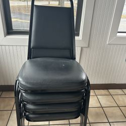 4 Modesto Brand Black Vinyl Stack Metal Chairs