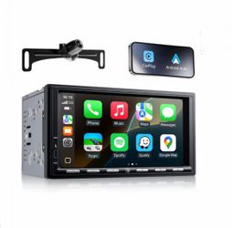 Car Radio Stereo Double Din 7” Touch Screen Head Units, Wireless Apple CarPlay Android Auto, Bluetooth, Backup Camera