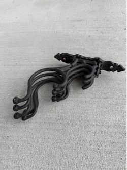 Vintage Cast Iron Wall Hook Rack 5 Hooks Folding Coat Hat Towel Rustic Gothic Decor