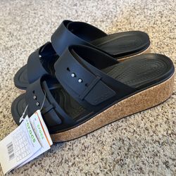 Crocs Women’s Brooklyn Cork Buckle Sandals Wedge