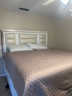 King size white bed frame (city furniture)