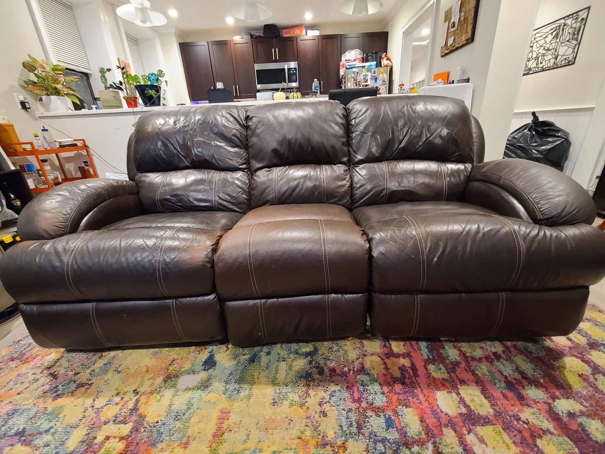 Brown Double Recliner Couch