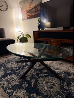 Coffee Table - Glass Top, Wood Frame