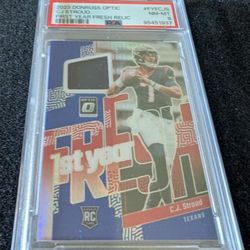 2023 PANINI DONRUSS OPTIC FIRST YEAR FRESH RELICS #FYFCJS CJ STROUD RC PSA 8