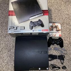SONY PLAYSTATION 3 PS3 CONSOLE WITH VIDEO GAME, CONTROLLER & CORDS
