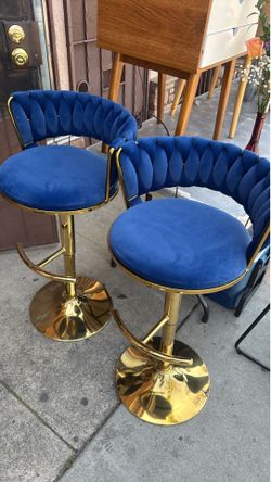 Blue Velvet Bar Stools