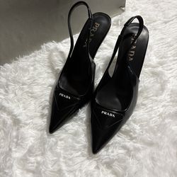 Prada women’s leather slingback pumps