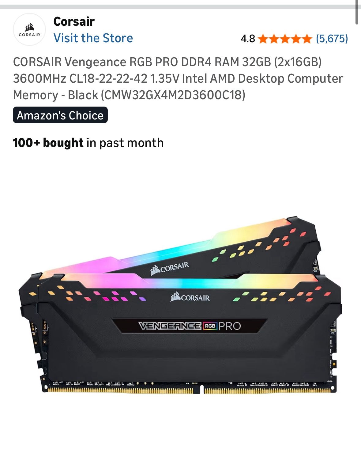 Corsair RGB DDR4 Ram 32gb
