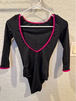 Mariia Black and Hot Pink Trim Women’s Dance Leotard