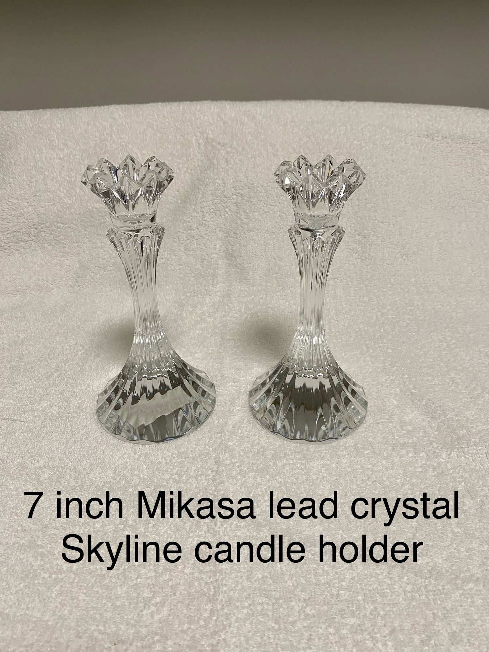 7 inch Mikasa led crystal skyline candle holders