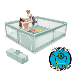 Babyeap Baby Playpen Large Play Yard Fence for Toddlers, 50"x 50" Green
