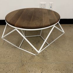 Round Wooden and Metal Coffee Table 