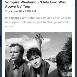 Vampire Weekend - 'Only God Was Above Us' Tour 