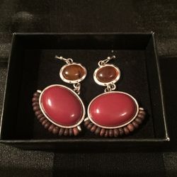 Brown Tribal Ethnic Bold Earrings Brand New