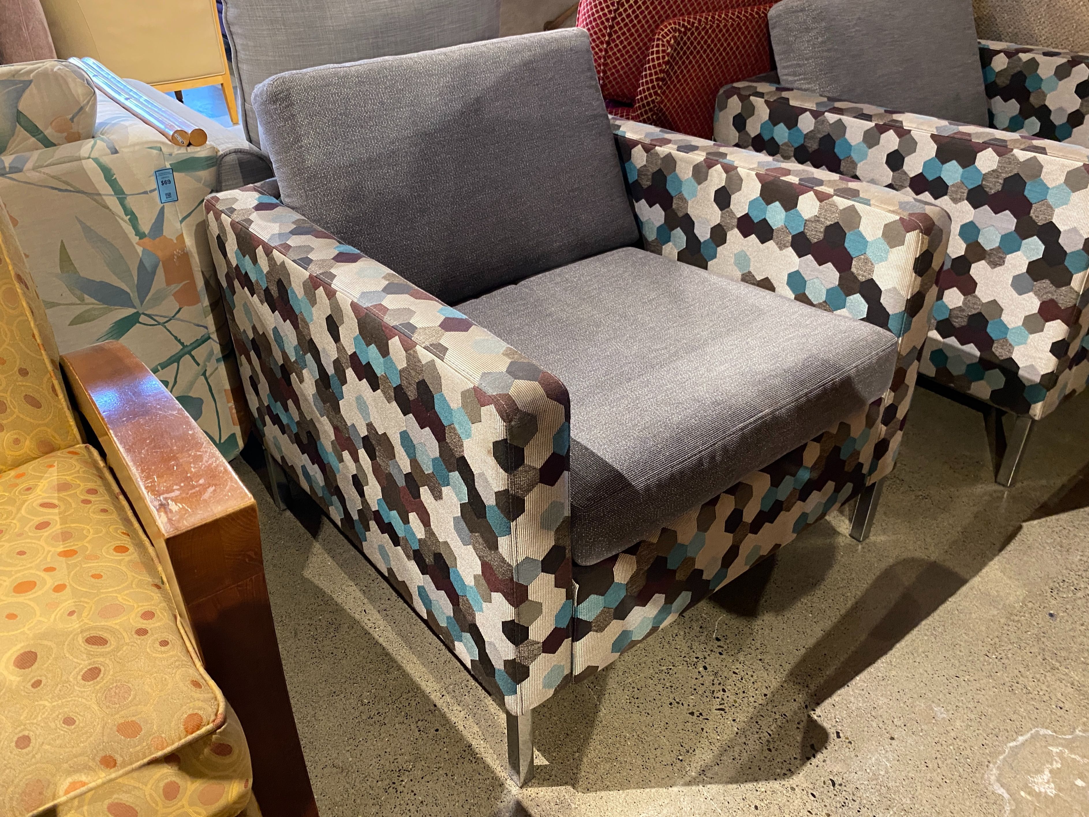 Boxy Modern Hexagon Armchair