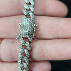 9mm Rhodium Plated 925 SILVER Moissanite Miami Cuban Link Bracelet From HARLEMBLING 