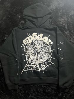 Popular Black Hoodie Spider Web Graphic