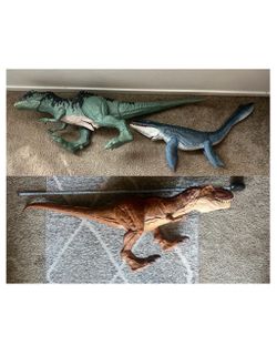Huge Jurassic World Dinosaur Lot - Super Colossal T-Rex, Giganotosaurus & Mosasaurus