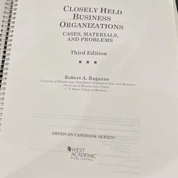 Law School Casebook – Closely Held Business Organizations 3rd Ed (Ragazzo)
