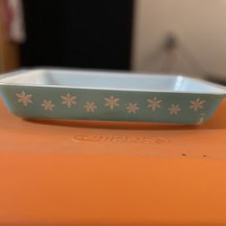 Vintage PYREX Turquoise Snowflake Casserole 548-B 1 1/4 Qt 550mc 