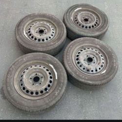 4 - 195/65r15 5x114.3 5x4.5 Honda Civic Rims Wheels W Tires Good Treads!!!!!