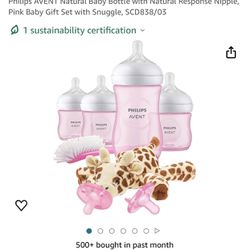 Philips AVENT Natural Baby Bottle with Natural Response Nipple, Pink Baby Gift Set with Snuggle