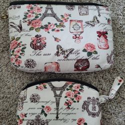 Zippered Cosmetic Makeup Bag 2 Pc