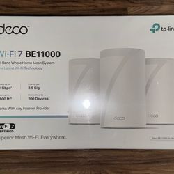 TP-Link Deco BE11000 Wi-Fi 7 Tri-Band Mesh system, 11Gbps, 2.5Gb Router 3 pack