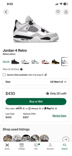 Jordan 4-Military Black-Brand New-Size 8M