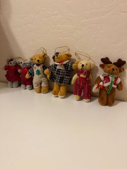 Miniature Stuffed Decorative Vintage Christmas Tree Animal Decorations