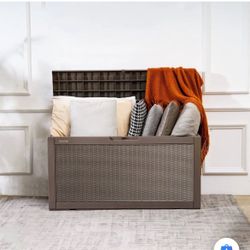  Deck Box, 100 Gallon Outdoor Storage Box, 48.0" x 21.5" x 24.5", Waterproof PP Deckbox with Aluminum Alloy Padlock, for Patio Furniture, Pool To