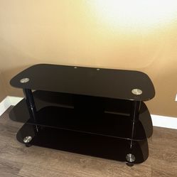 Black Glass TV Stand – Modern 3 Shelf